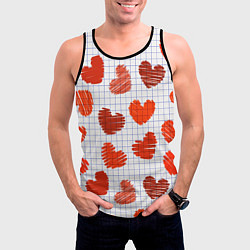 Майка-безрукавка мужская Сердца на бумаге, цвет: 3D-черный — фото 2