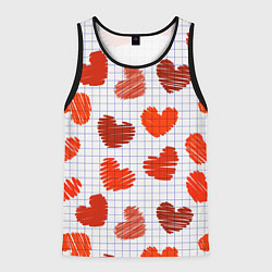 Майка-безрукавка мужская Сердца на бумаге, цвет: 3D-черный