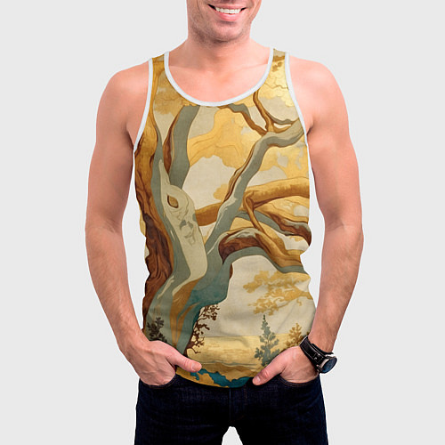 Мужская майка без рукавов Дерево в японском стиле / 3D-Белый – фото 3