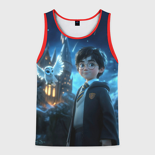 Мужская майка без рукавов Гарри Поттер и сова / 3D-Красный – фото 1