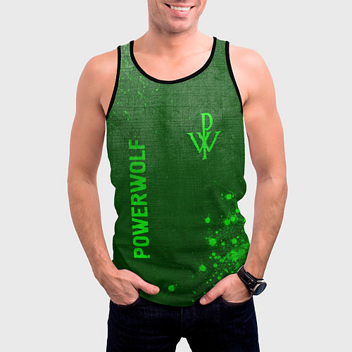 Мужская майка без рукавов Powerwolf - green gradient вертикально / 3D-Черный – фото 3