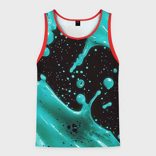 Мужская майка без рукавов Голубая краска и капли / 3D-Красный – фото 1