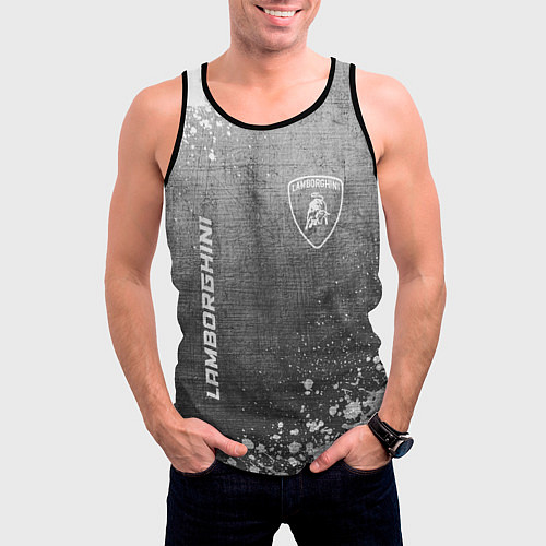 Мужская майка без рукавов Lamborghini - grey gradient вертикально / 3D-Черный – фото 3
