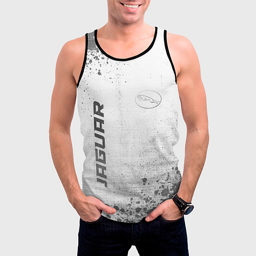 Мужская майка без рукавов Jaguar - white gradient вертикально / 3D-Черный – фото 3