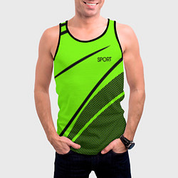 Майка-безрукавка мужская Sport ярко-зелёный с чёрным точечный, цвет: 3D-черный — фото 2