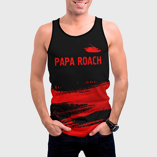 Мужская майка без рукавов Papa Roach - red gradient посередине / 3D-Черный – фото 3
