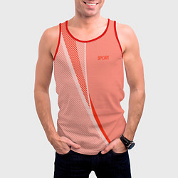 Майка-безрукавка мужская Sport персиковый с полосой, цвет: 3D-красный — фото 2