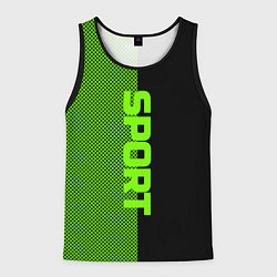 Майка-безрукавка мужская Sport чёрно-зелёный пополам, цвет: 3D-черный