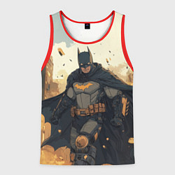 Майка-безрукавка мужская Бэтмен и разрушенный город, цвет: 3D-красный