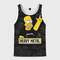 Майка-безрукавка мужская Heavy metal Гомер симпсон, цвет: 3D-белый