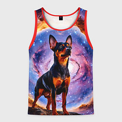 Майка-безрукавка мужская Пинчер в космосе, цвет: 3D-красный