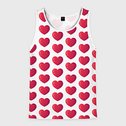Майка-безрукавка мужская Сердца паттерн, цвет: 3D-белый