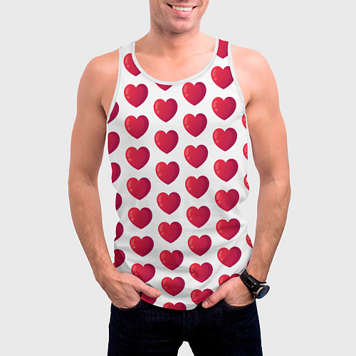 Мужская майка без рукавов Сердца паттерн / 3D-Белый – фото 3