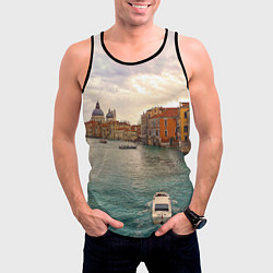 Майка-безрукавка мужская Гранд-канал Венеции - городской пейзаж, цвет: 3D-черный — фото 2