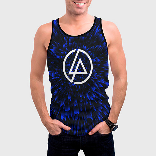 Мужская майка без рукавов Linkin Park blue energy / 3D-Черный – фото 3