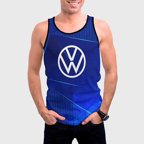 Мужская майка без рукавов Volkswagen blue poly / 3D-Черный – фото 3