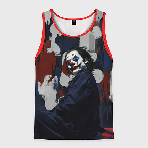 Мужская майка без рукавов Джокер на фоне мазков краски / 3D-Красный – фото 1
