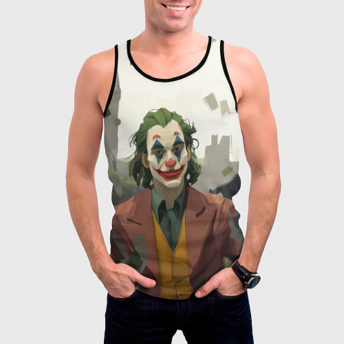Мужская майка без рукавов Довольный Джокер / 3D-Черный – фото 3