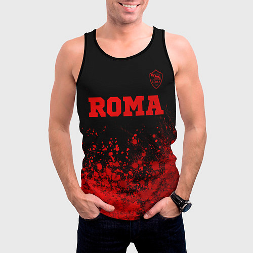 Мужская майка без рукавов Roma - red gradient посередине / 3D-Черный – фото 3