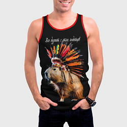 Майка-безрукавка мужская Все дуреют с этих индейцев, цвет: 3D-красный — фото 2