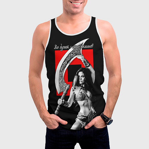 Мужская майка без рукавов Все дуреют с этих ятаганов / 3D-Белый – фото 3