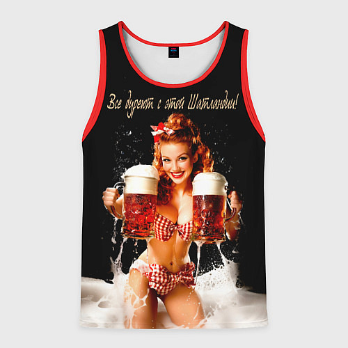 Мужская майка без рукавов Все дуреют с этой Шотландии / 3D-Красный – фото 1