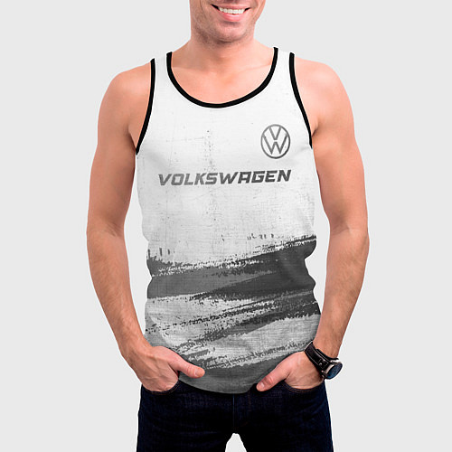 Мужская майка без рукавов Volkswagen - white gradient посередине / 3D-Черный – фото 3
