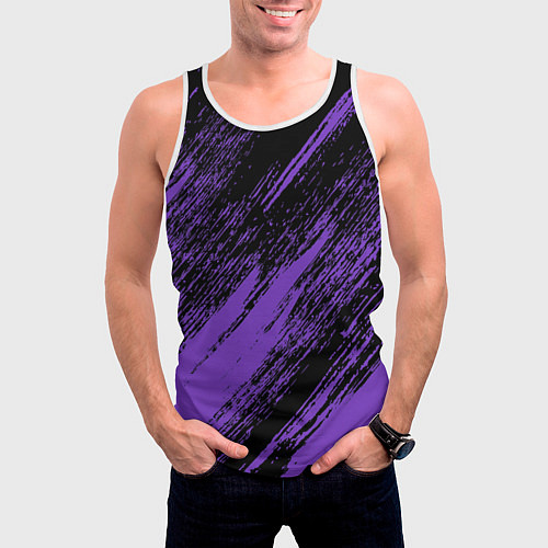Мужская майка без рукавов The color is purple and black / 3D-Белый – фото 3