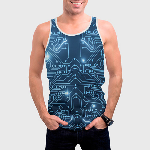Мужская майка без рукавов Системная плата / 3D-Белый – фото 3