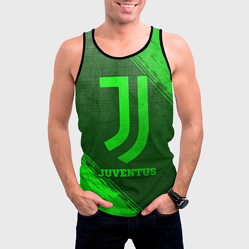 Мужская майка без рукавов Juventus - green gradient / 3D-Черный – фото 3