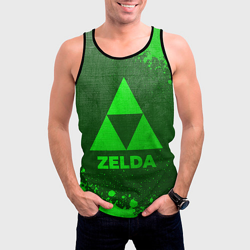 Мужская майка без рукавов Zelda - green gradient / 3D-Черный – фото 3