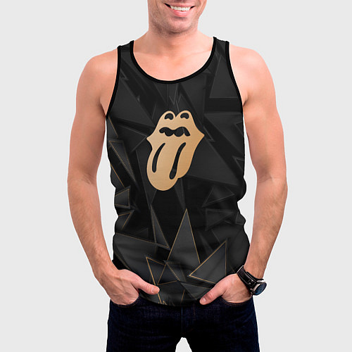 Мужская майка без рукавов Rolling Stones golden poly / 3D-Черный – фото 3