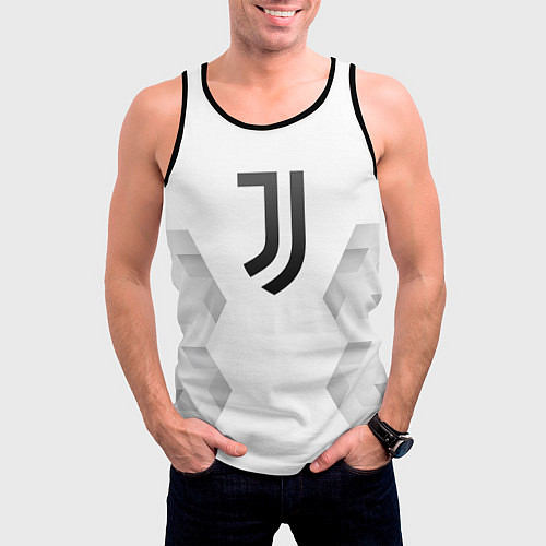 Мужская майка без рукавов Juventus white poly / 3D-Черный – фото 3