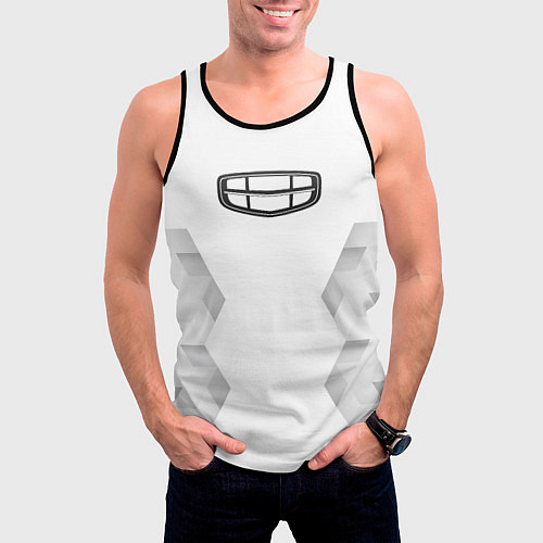 Мужская майка без рукавов Geely white poly / 3D-Черный – фото 3
