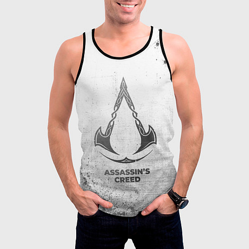 Мужская майка без рукавов Assassins Creed - white gradient / 3D-Черный – фото 3