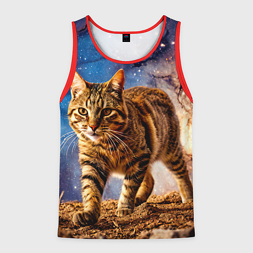 Мужская майка без рукавов Пиксибоб в космосе / 3D-Красный – фото 1
