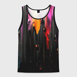 Майка-безрукавка мужская Разноцветная рельефная краска текстура, цвет: 3D-черный
