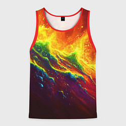 Майка-безрукавка мужская Абстрактные волны с огнем, цвет: 3D-красный