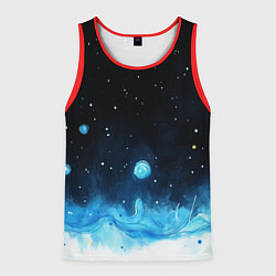 Майка-безрукавка мужская Синяя светящееся краска, цвет: 3D-красный
