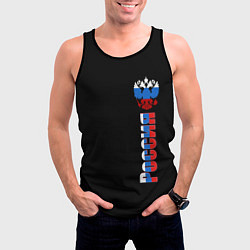 Майка-безрукавка мужская Россия и герб в виде флага триколора, цвет: 3D-черный — фото 2