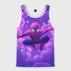 Майка-безрукавка мужская Человек-паук на фоне облаков, цвет: 3D-белый