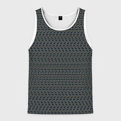 Майка-безрукавка мужская Сине-коричневый полосы узоры, цвет: 3D-белый