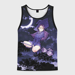 Майка-безрукавка мужская Веселая ведьма летит на шабаш, цвет: 3D-черный