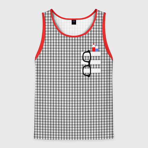 Мужская майка без рукавов Черные очки висят на кармане / 3D-Красный – фото 1