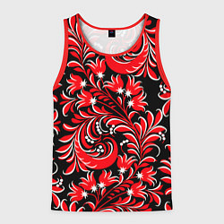 Майка-безрукавка мужская Хохлома - красная роспись, цвет: 3D-красный