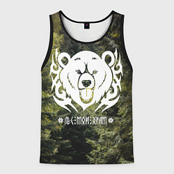 Майка-безрукавка мужская Лес мой храм - дух леса медведь Велес, цвет: 3D-черный