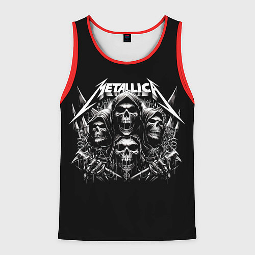 Мужская майка без рукавов Metallica - four skulls / 3D-Красный – фото 1