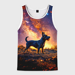 Майка-безрукавка мужская Скотч-терьер в космосе, цвет: 3D-белый