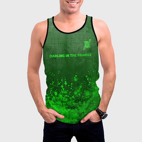 Мужская майка без рукавов Darling in the FranXX - green gradient посередине / 3D-Черный – фото 3