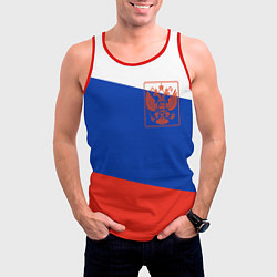 Майка-безрукавка мужская Россия флаг с гербом, цвет: 3D-красный — фото 2
